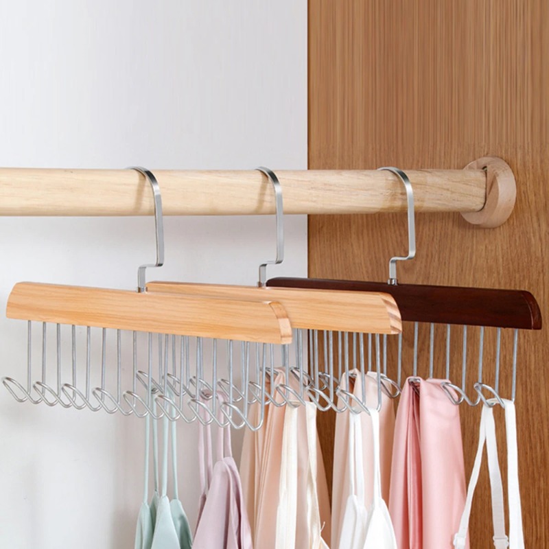 Sock Organizer Tray - Colgador de ocho ganchos de madera