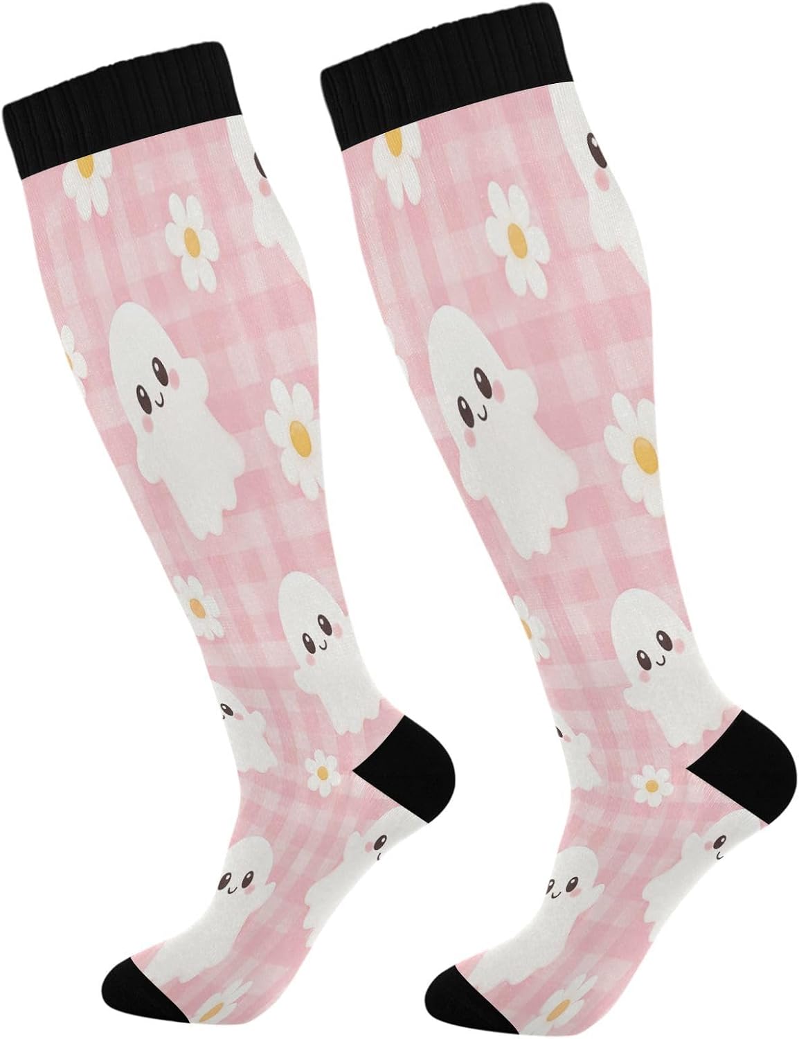 Knee High Sock Women - Calcetines de Compresión Happy Halloween para