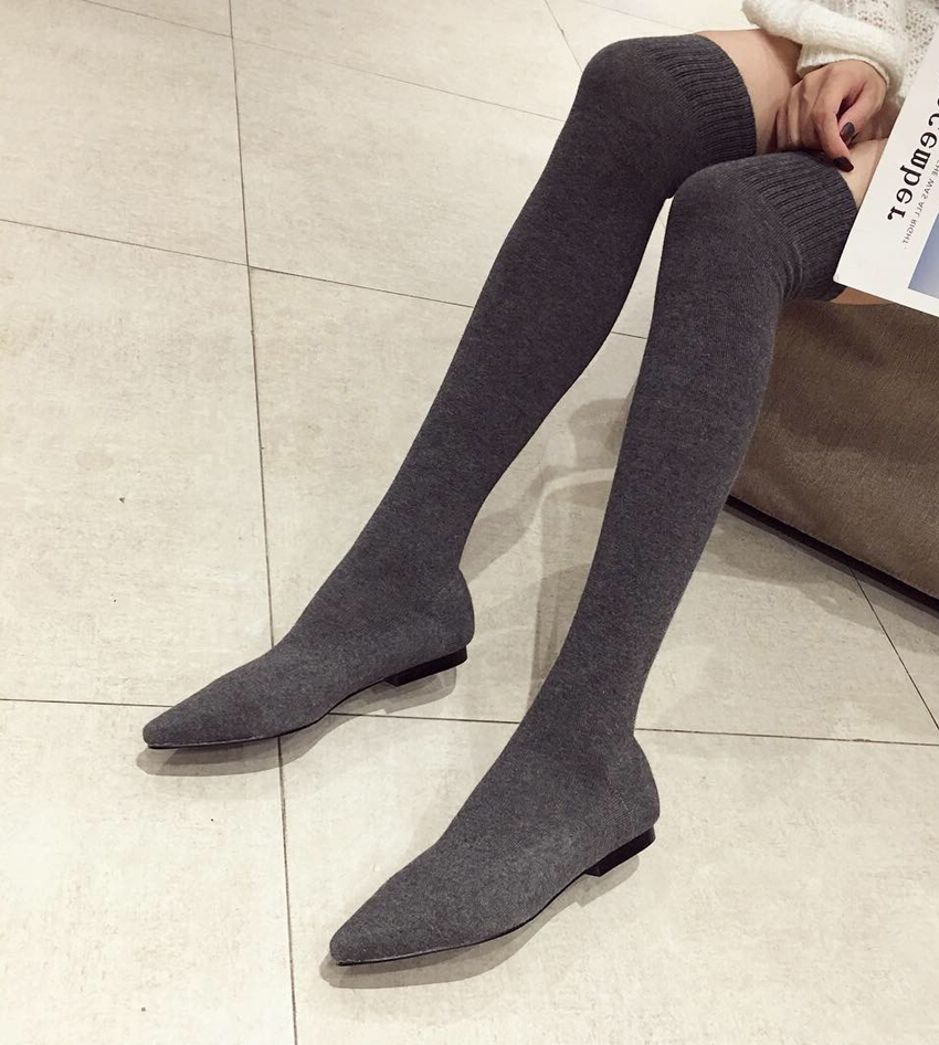 Boot Sock Slouchy - AIYKAZYSDL-Botines de tacón bajo con gatito