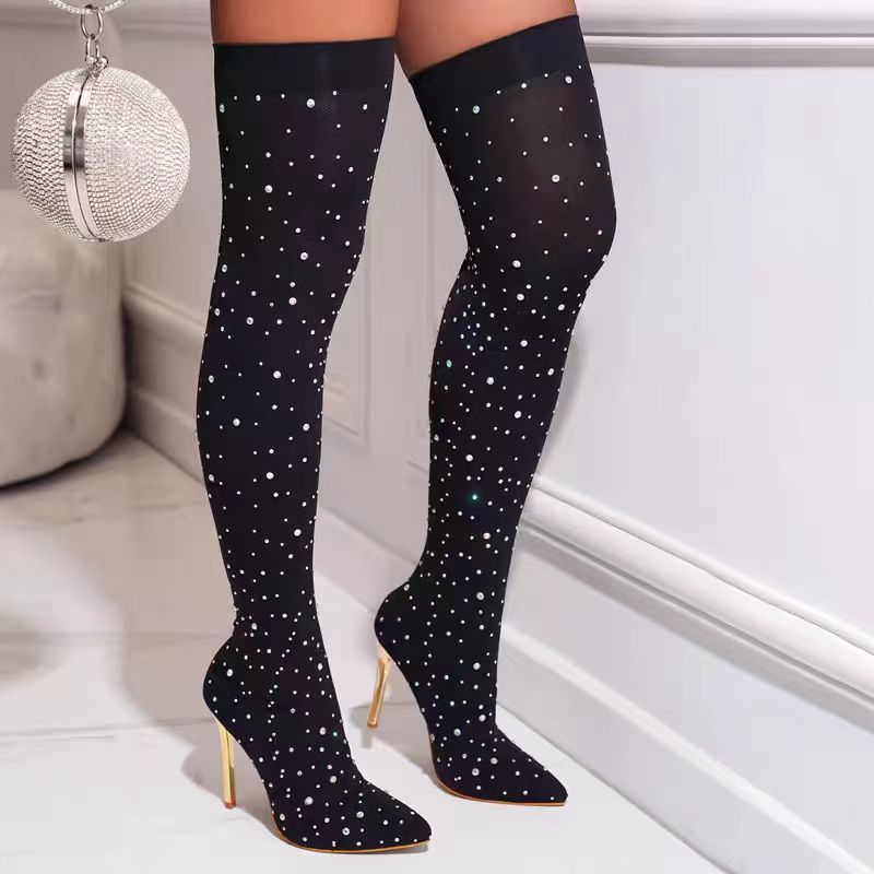 Botas de calcetín elásticas co - Knee High Sock Women reseña y precio
